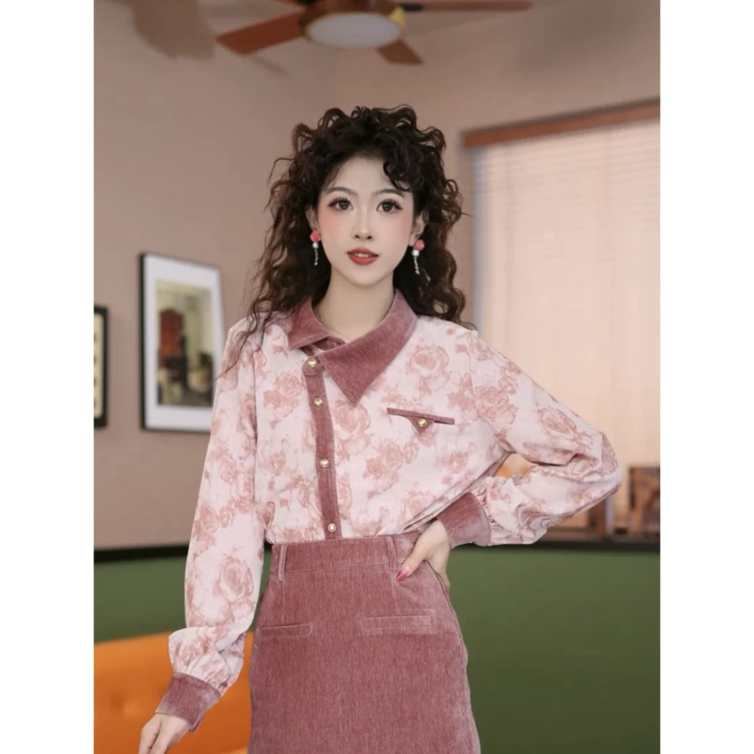 小妍【山茶与寻】港味复古法式甜美显瘦气质设计感上衣29177