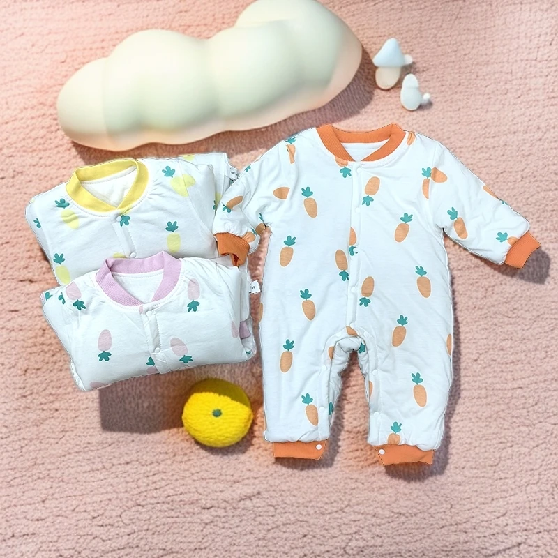 【160克穿10度左右】可家居可内搭婴儿连体夹棉立领薄棉哈衣