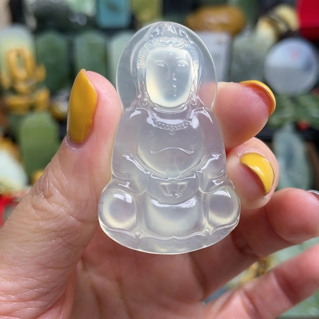 蛇纹石玉颈饰未镶嵌岫玉观音