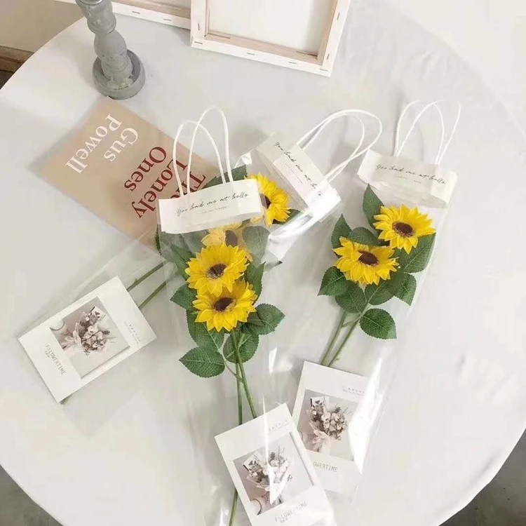 教师节鲜花手提袋 摆摊网红透明手提袋 10个/包