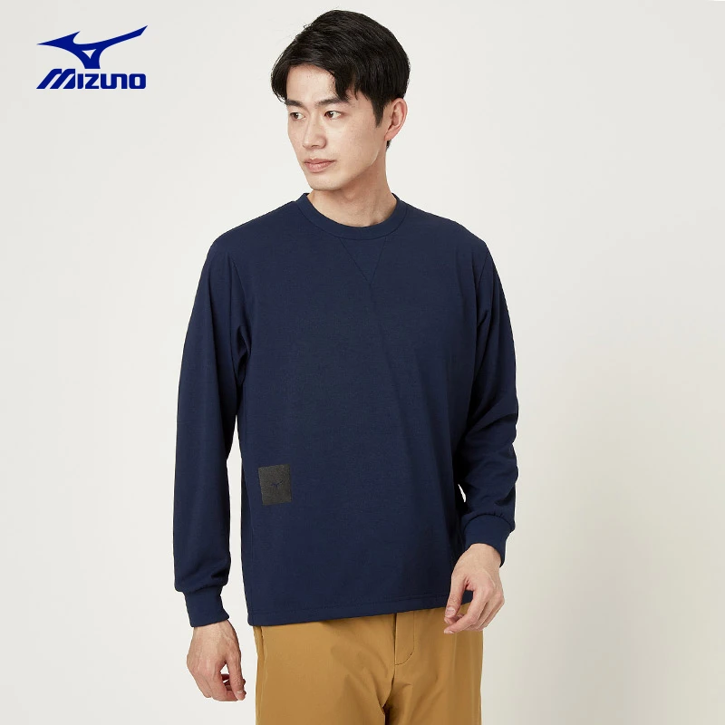 Mizuno宽松套头常规款简约/美津浓 春秋款男士户外圆领打底衫