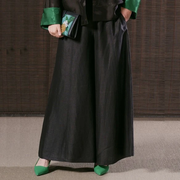 【逍遥】 龟裂纹桑蚕丝香云纱宽松裙裤HQ1567