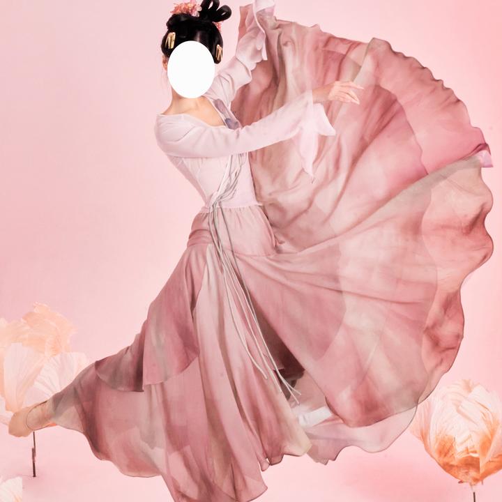 郁郁人间无艺之艺一朵大左仙气古风古典舞服包臀渐变色大摆裙