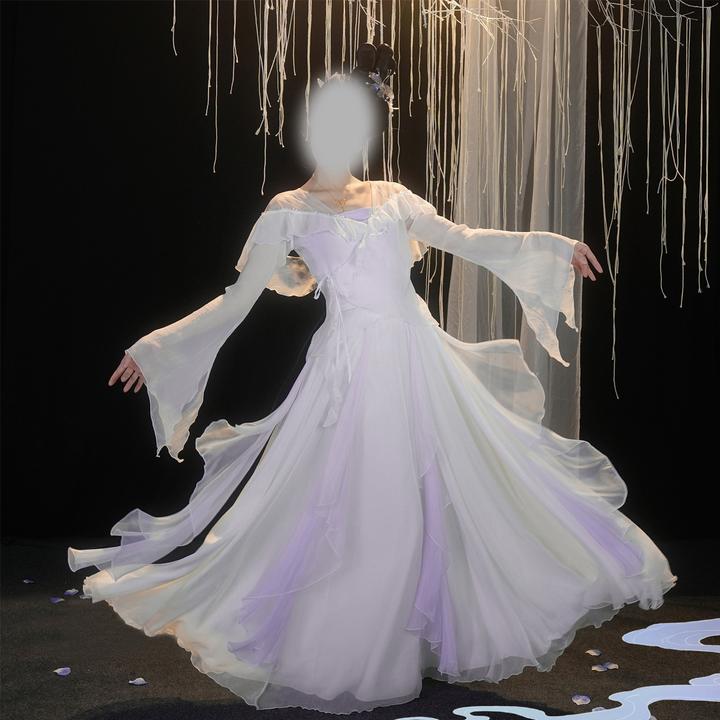 水镜汐月无艺一朵大左显瘦水晶上衣烫钻吊带360度仙气舞蹈大摆裙