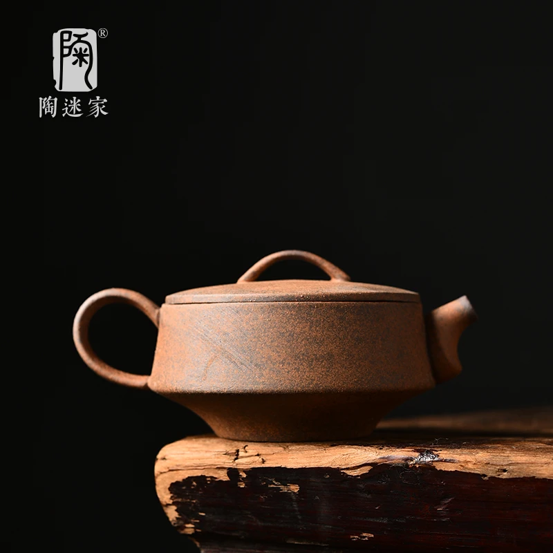 陶迷粗陶茶壶大口汉瓦壶家用泡茶单壶复古中式手工茶具铁胎可养壶