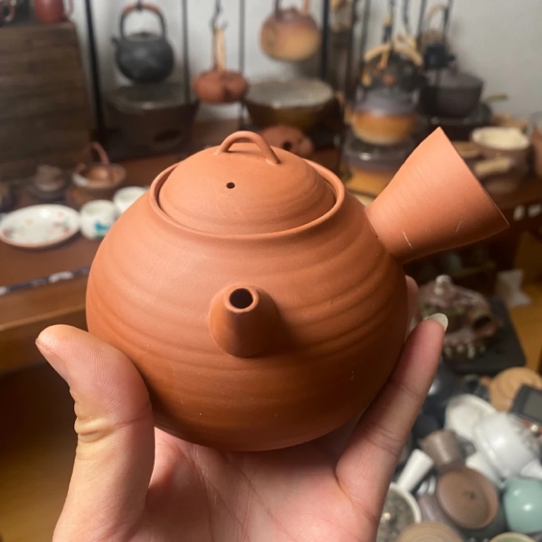围炉煮茶紫砂朱泥砂跳壶手工侧把煮水壶400容量可电陶炉炭烧酒精