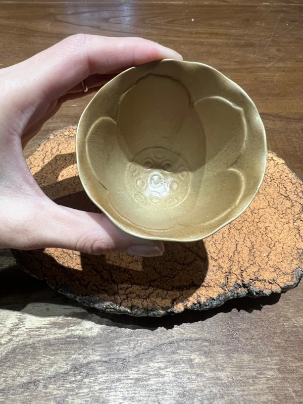 粗陶手工主人杯中式复古品茗茶杯功夫茶具个人单个莲花浮雕闻香杯