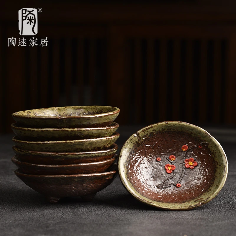 清水柴烧茶杯个性主人杯创意手捏花骨朵品茗杯陶瓷茶盏茶具单杯