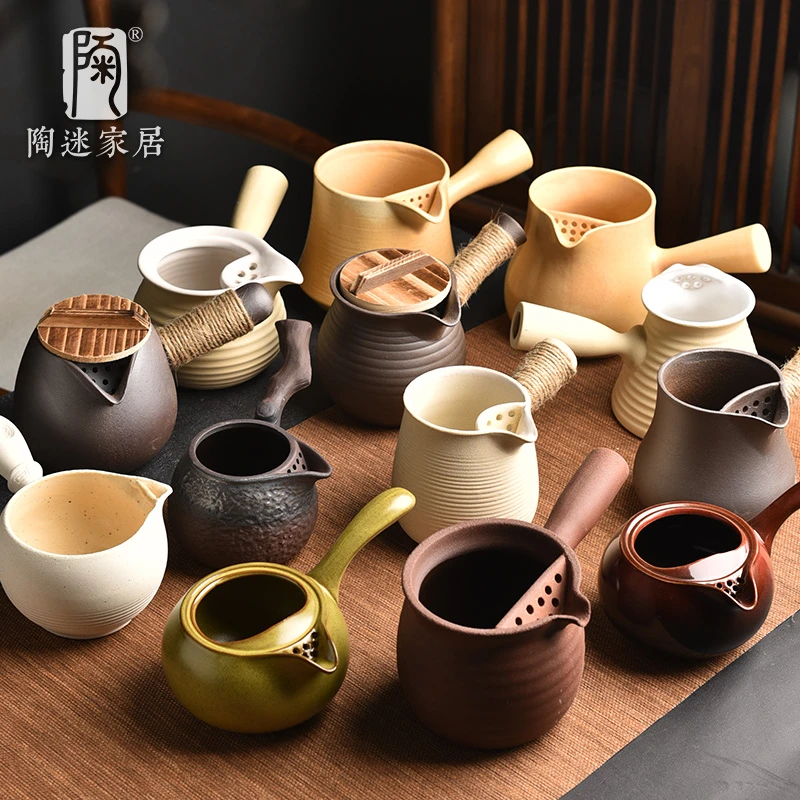 罐罐奶茶壶电陶炉煮茶器具烤奶罐烧水侧把壶陶瓷粗陶围炉煮茶配件