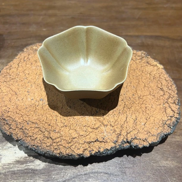 粗陶手工主人杯中式复古品茗茶杯功夫茶具个人单个六角花带底陶瓷