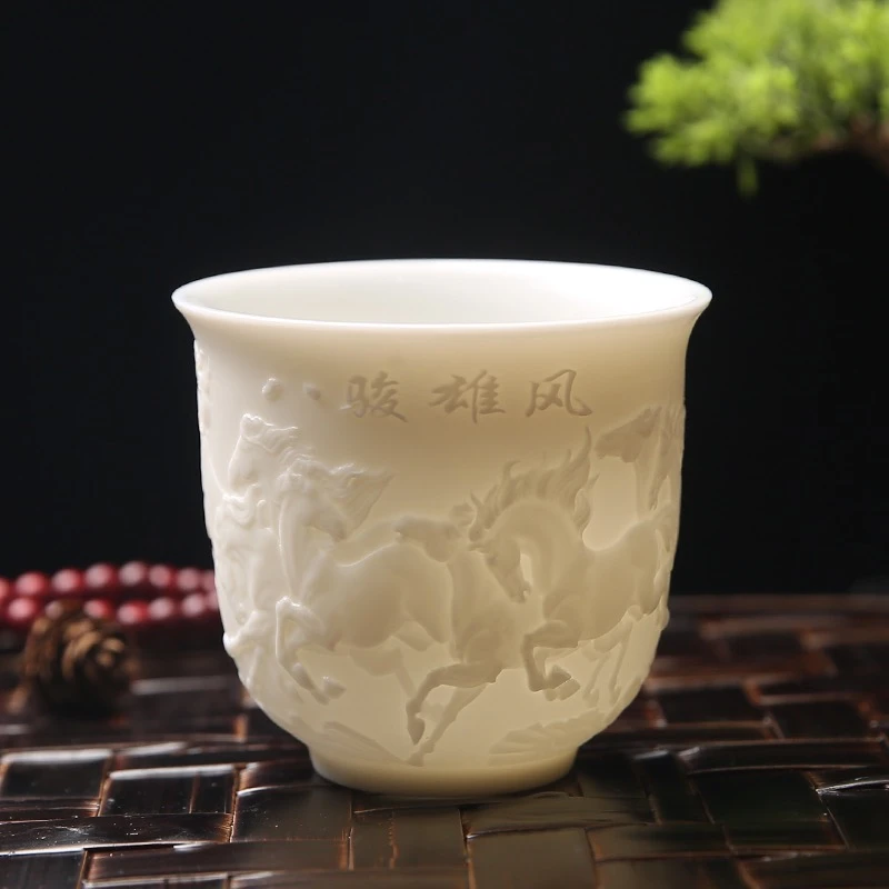 羊脂玉功夫茶杯心经主人杯白瓷品茗杯茶盏陶瓷杯茶具单杯茶碗紫砂