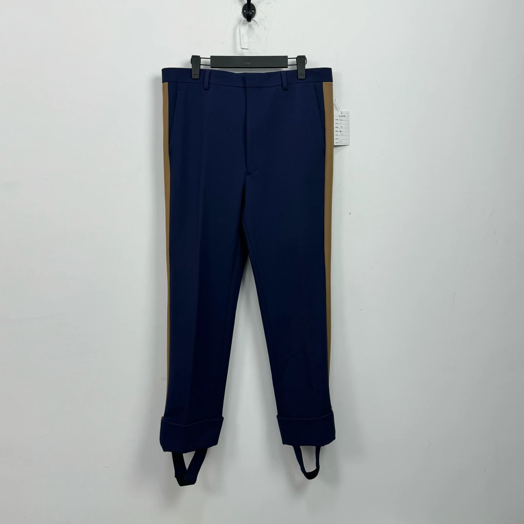 Prada藏青色拼接长裤全新带吊 52码