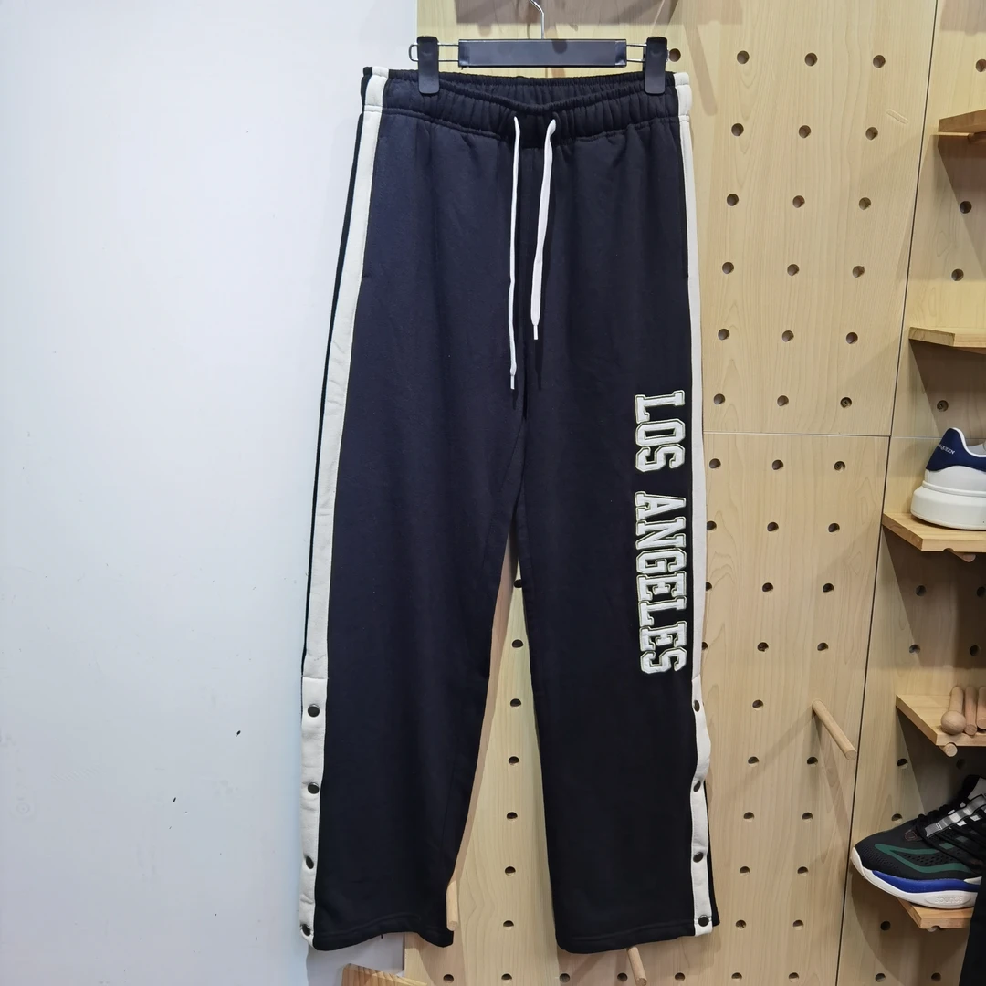 裤长偏长 男士秋冬美式宽松加绒运动休闲长裤按钮运动裤