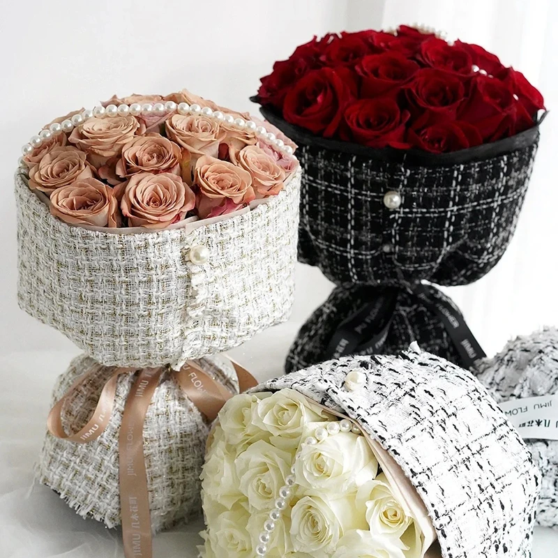 网红小香风布艺包装材料包花布花店资材