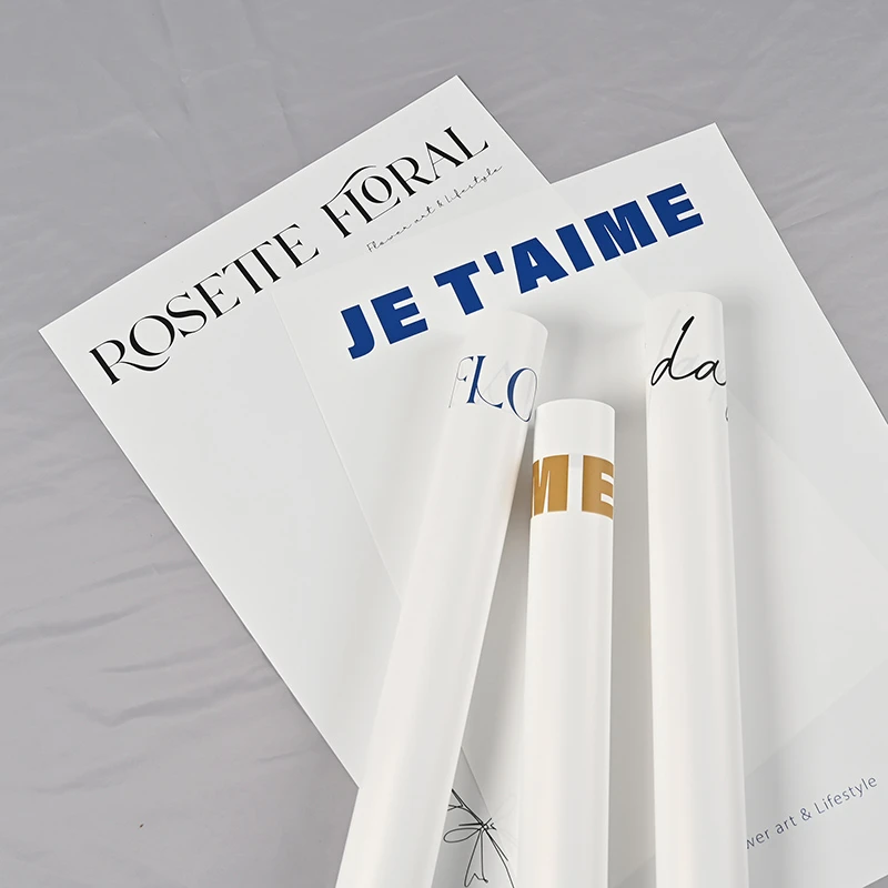 简约网红纸包花背景纸防水亮膜鲜花包装资材