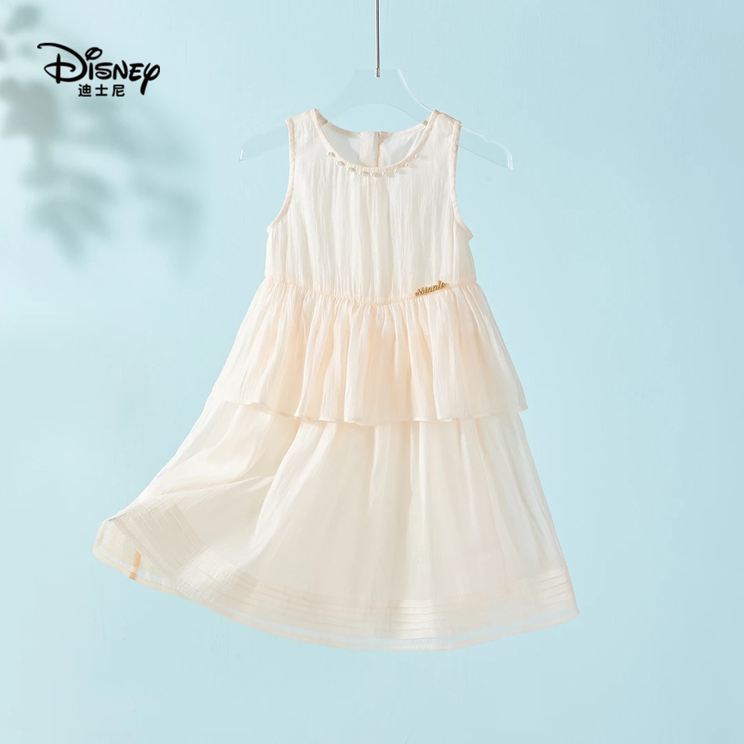 Disney/迪士尼女童连衣裙纯色儿童夏款童装无袖甜美公主风连衣裙