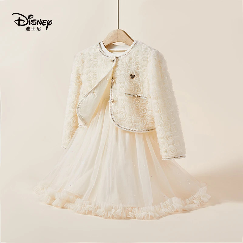Disney/迪士尼新款春秋女童儿童小香风女宝长袖连衣裙洋气套装