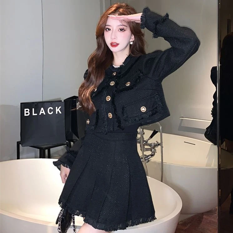 胖mm大码女装时尚休闲套装秋冬款小个子修身显瘦韩版半身裙两件套