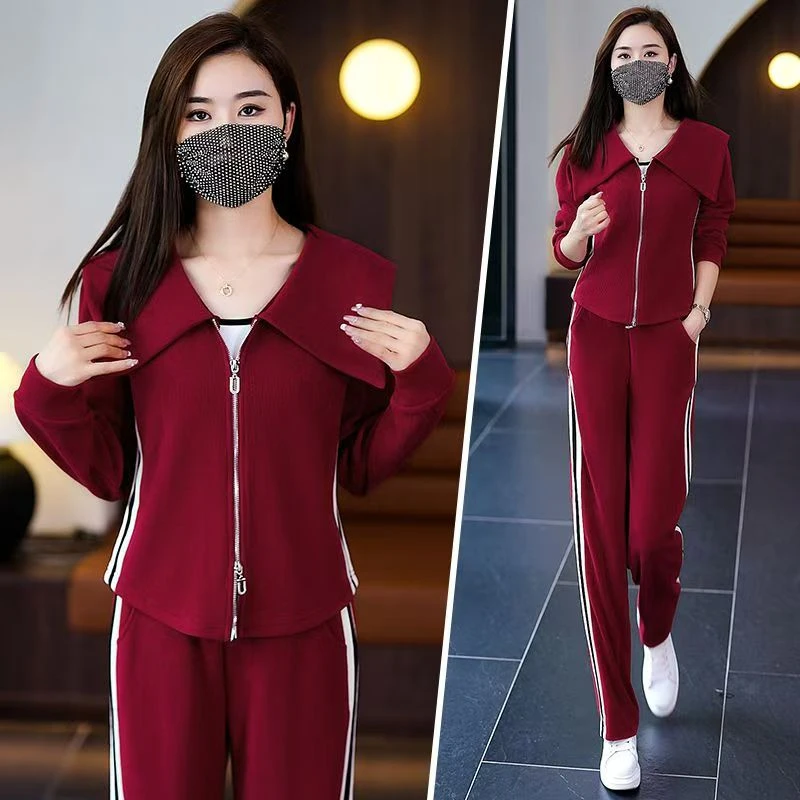 微胖mm秋季体闲套装大码女装显瘦宽松时尚韩版减龄运动服两件套