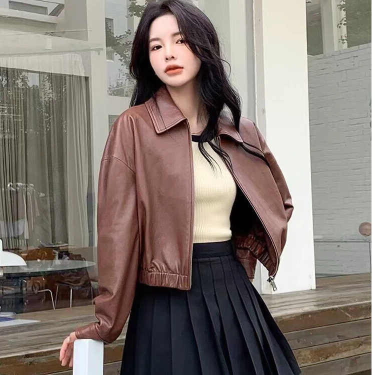 【春装上新】普家同款简约百搭皮衣外套9229