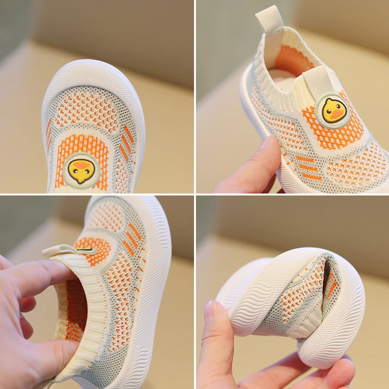 春秋款儿童休闲一脚蹬鞋宝宝鞋网面潮女童软底透气男童防滑飞织鞋