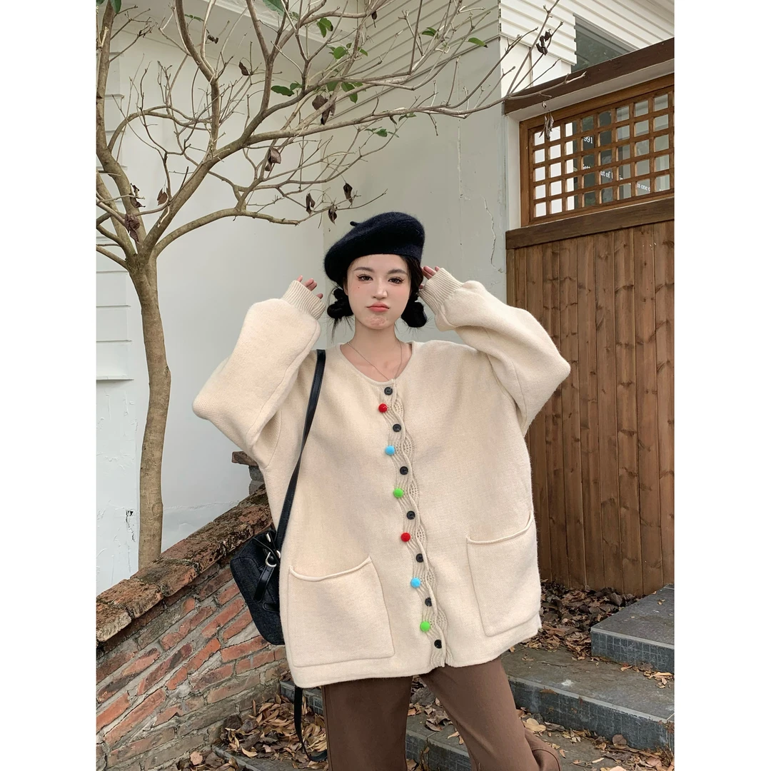 大码胖mm秋季新款毛衣开衫软糯甜美时尚宽松针织外套上衣女