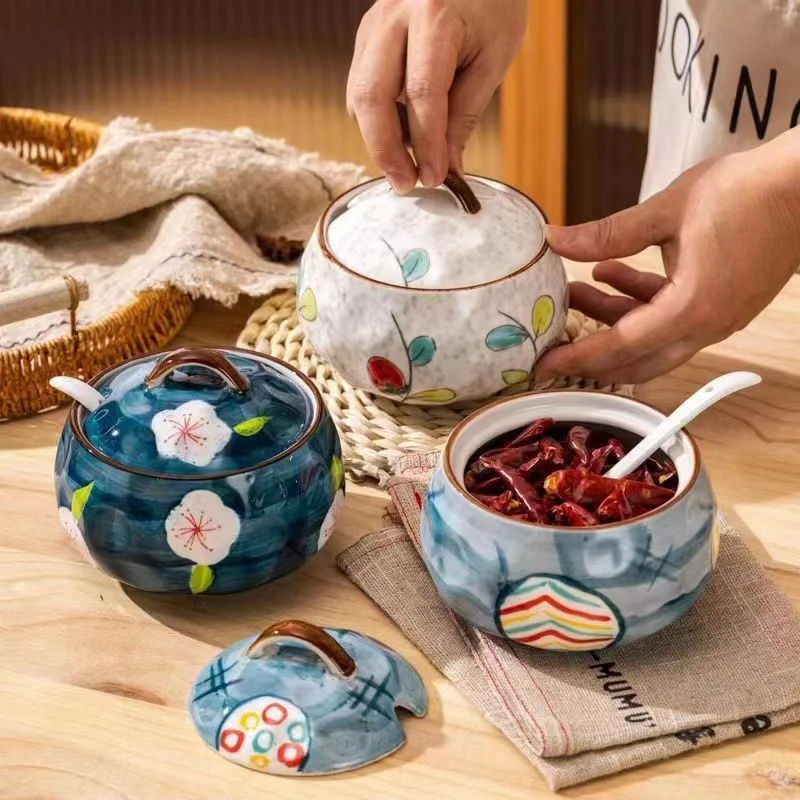 耐热陶瓷猪油罐带盖耐高温辣椒油罐调料罐油泼辣子罐