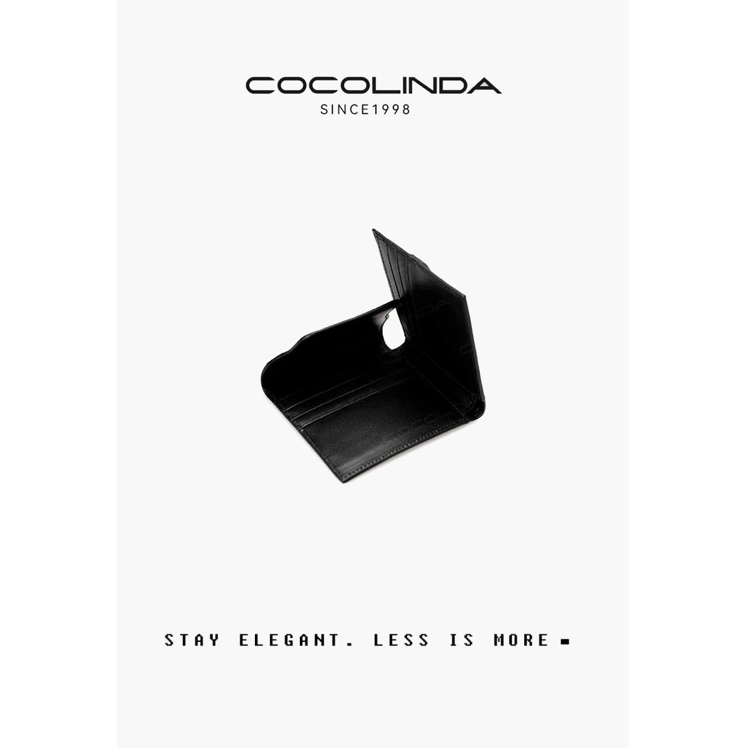 COCOLINDA琳达推荐黑色ins短款小众三折钱包钱夹折叠包B1284