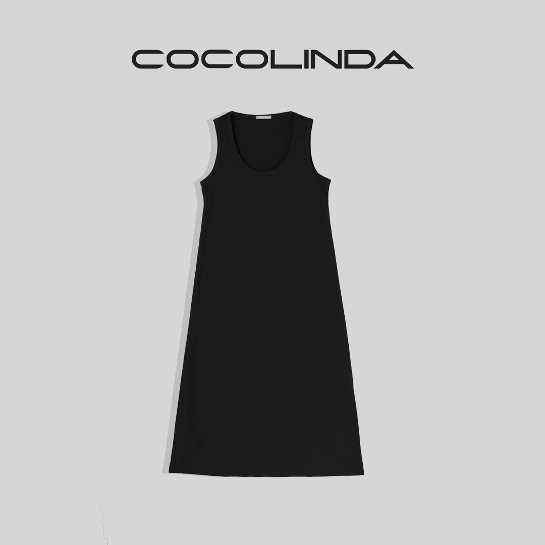 COCOLINDA琳达推荐 显瘦简约设计师轻奢圆领背心连衣裙 Q498