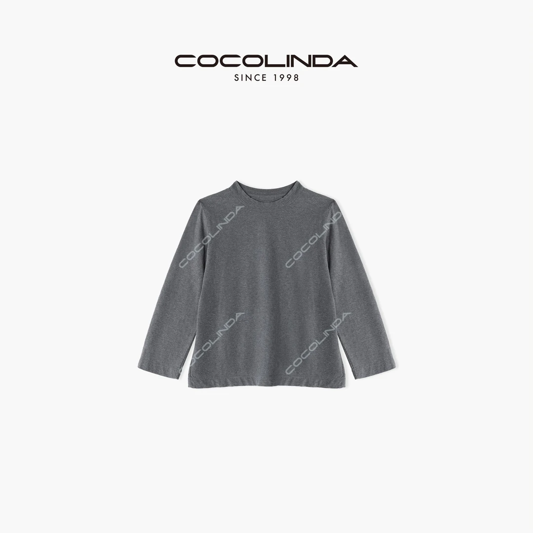 COCOLINDA | 100棉 灰色宽松拼接打底衫七分袖T恤T4010