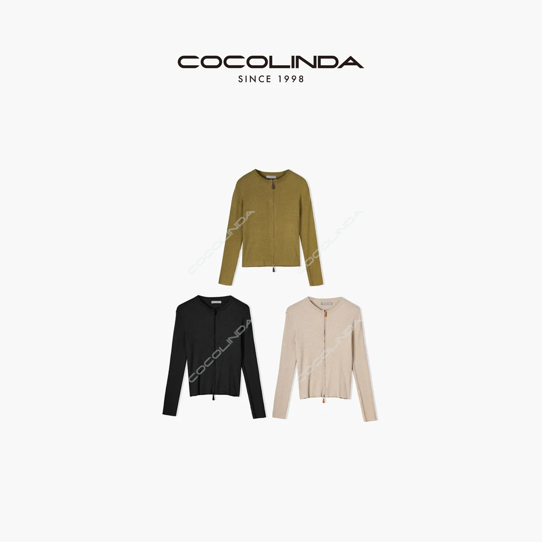COCOLINDA琳达推荐 丝质混纺弹力百搭拉链外套 S1844