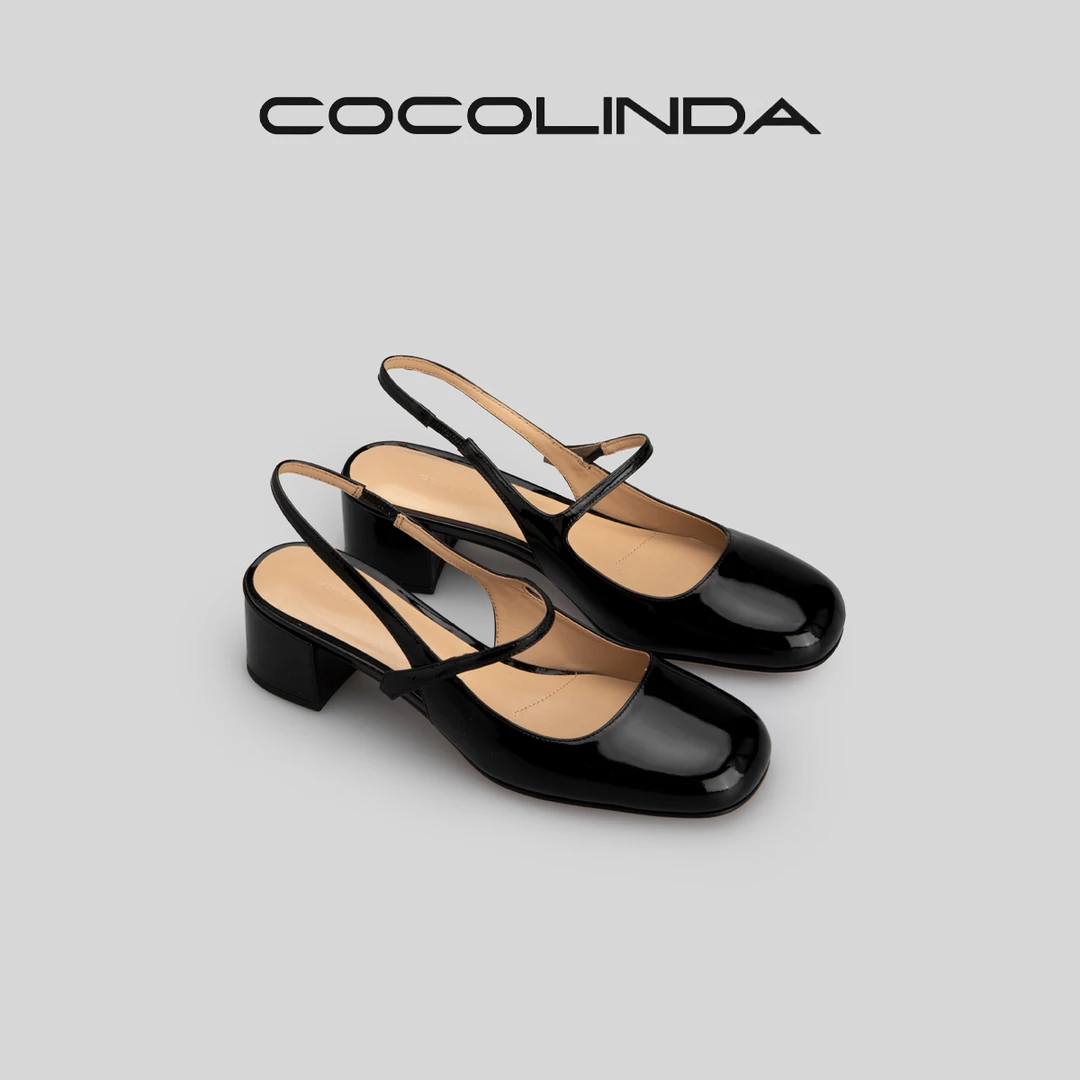 COCOLINDA琳达推荐 方跟细带凉鞋 X675女鞋百搭黑色春夏