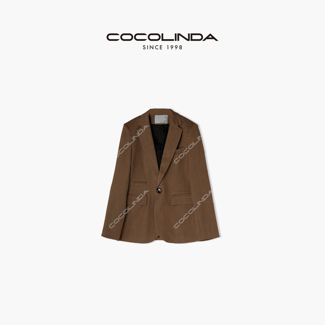 COCOLINDA琳达推荐时尚纯色翻领春季长袖西装设计感西服C580
