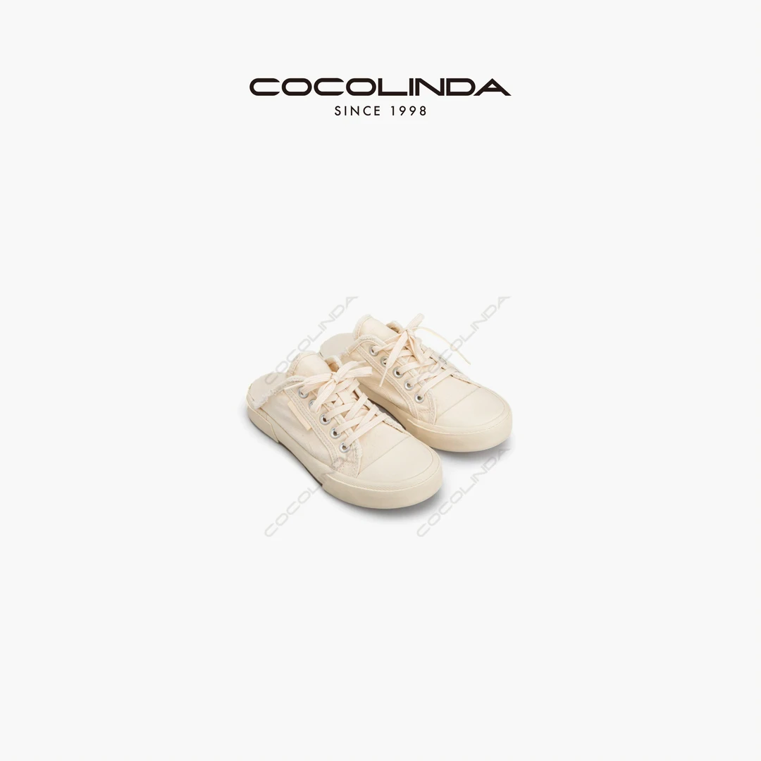 COCOLINDA琳达推荐 帆布鞋拖鞋 X687白色休闲ins小众厚底