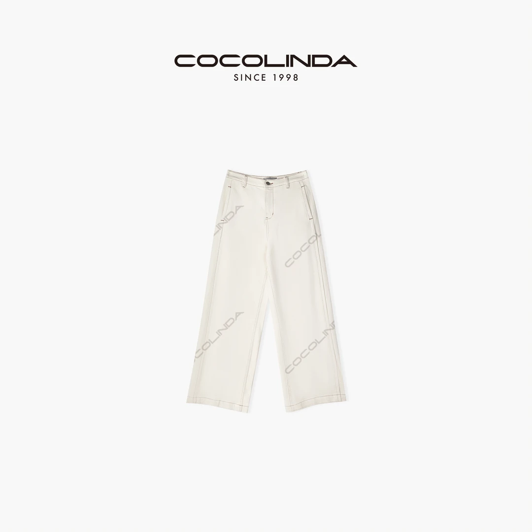COCOLINDA'百搭随性'磨绒水桶裤直筒牛仔裤 N2086