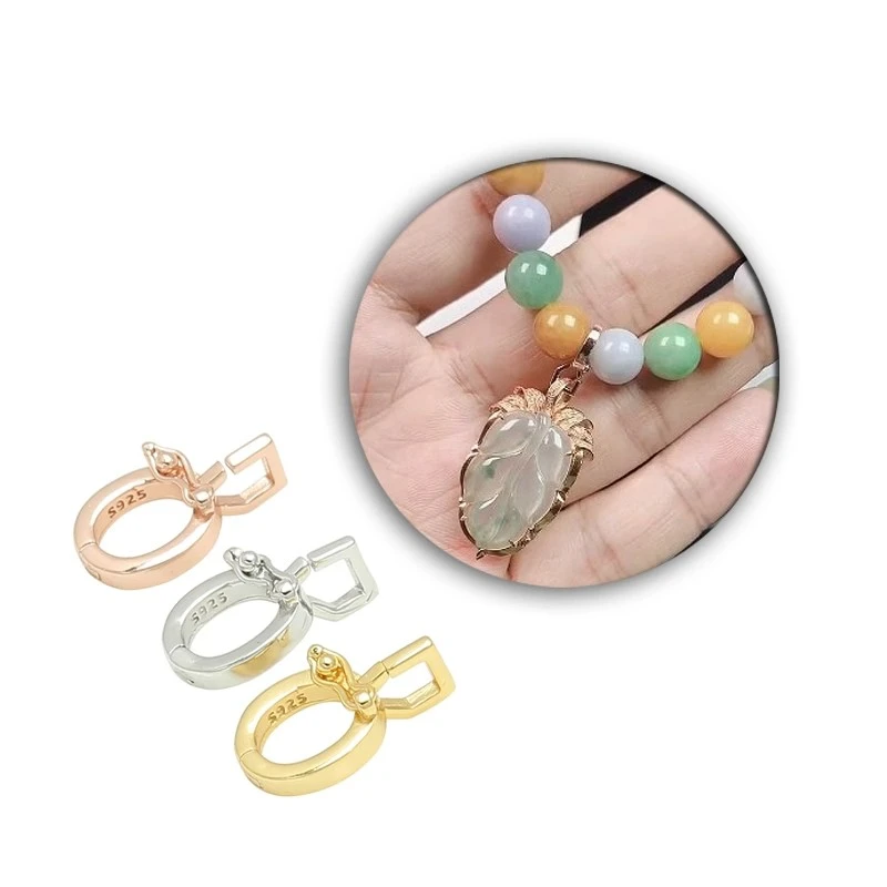 925银银制品 万能扣通用银扣头串珠连接扣素款吊坠手链项坠双开扣