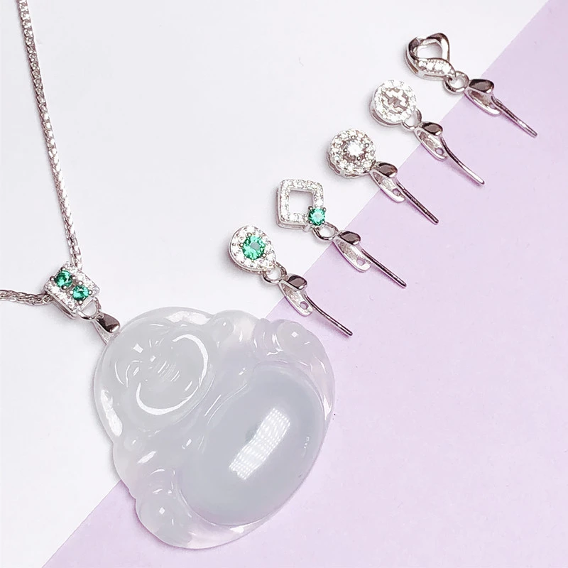 925银银制品 厚度3mm内斜孔银扣头吊坠夹扣气质简约配件时尚百搭