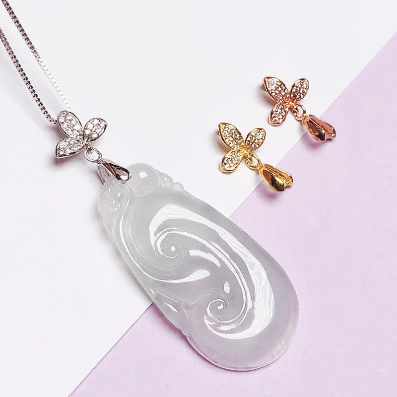 925银银制品 厚5mm瓜子扣直孔玉坠对夹扣diy项链吊坠扣头卡扣子