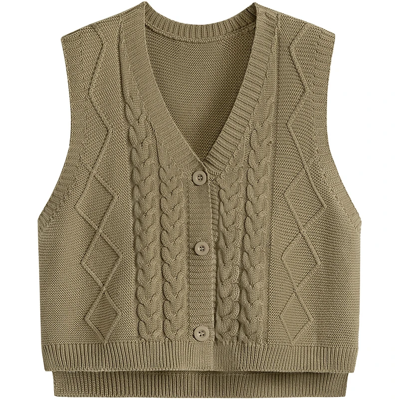 【品牌奥莱】丝柏舍2024秋冬新款女前短后长V领马甲S43K5247J