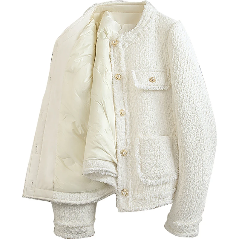 【品牌奥莱】丝柏舍2025春装新款女装90绒小香风羽绒外套S43B4823Y