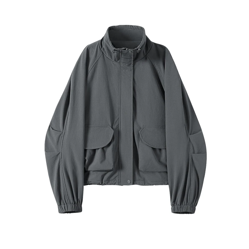 【品牌奥莱】她池2024秋冬新款拉链立领夹克工装风外套T43B4200A