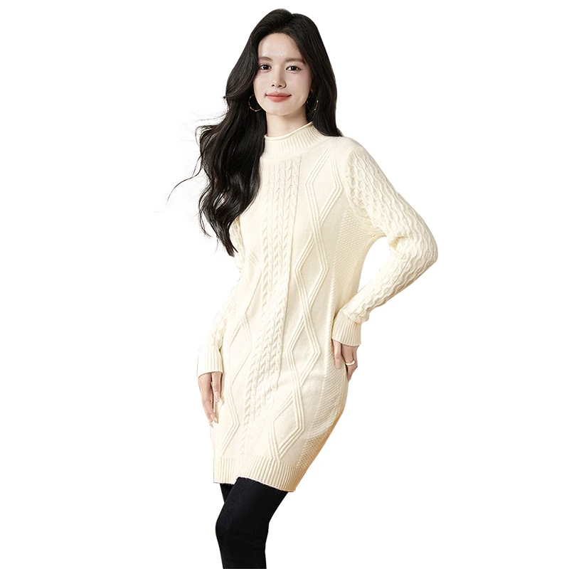 【品牌奥莱】丝柏舍2024秋冬新款中长款长袖半高领毛衣S34H0031MS