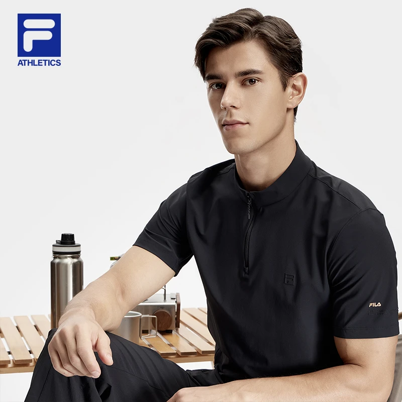 Fila/斐乐男【夏季凉感透气速干短袖】运动简约立领T恤 A51M437102F