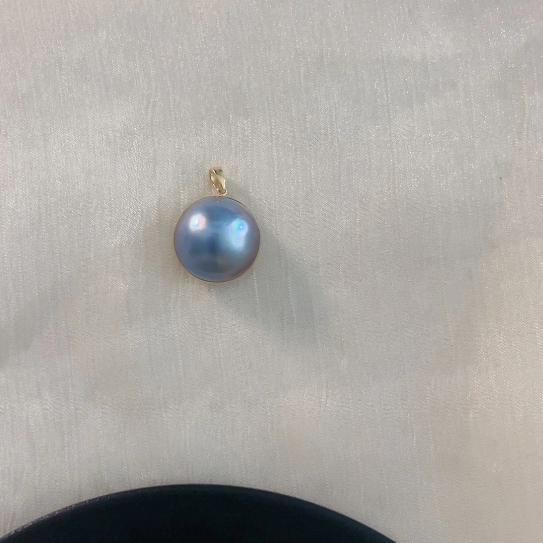 拼合珍珠（马贝珠）吊坠(不含链)18K金镶嵌