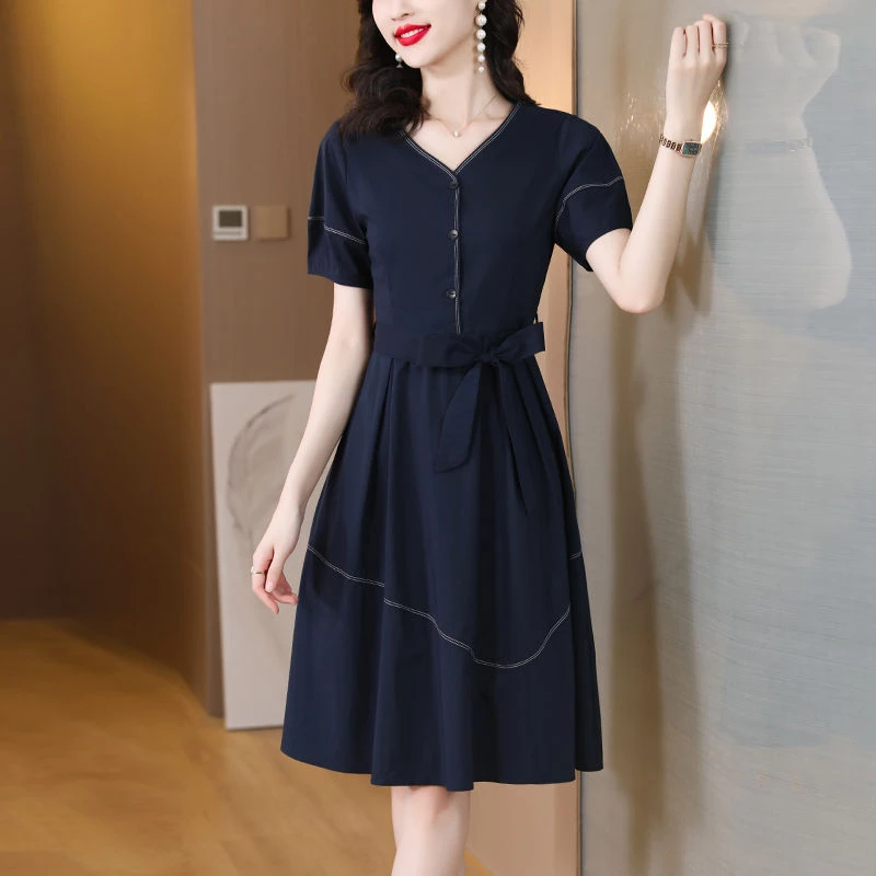 收腰法式连衣裙2025夏季胖mm新款大码气质高级显瘦高端洋气裙子潮