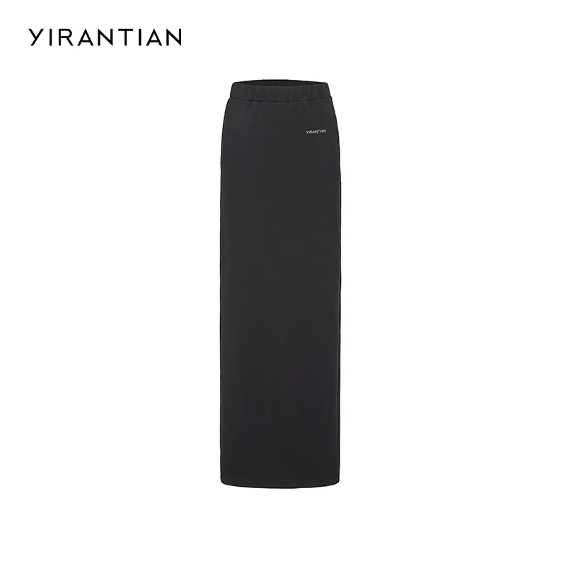 以类设计师品牌YIRANTIAN 刺绣卫裙女士半身裙纯色休闲高腰28554