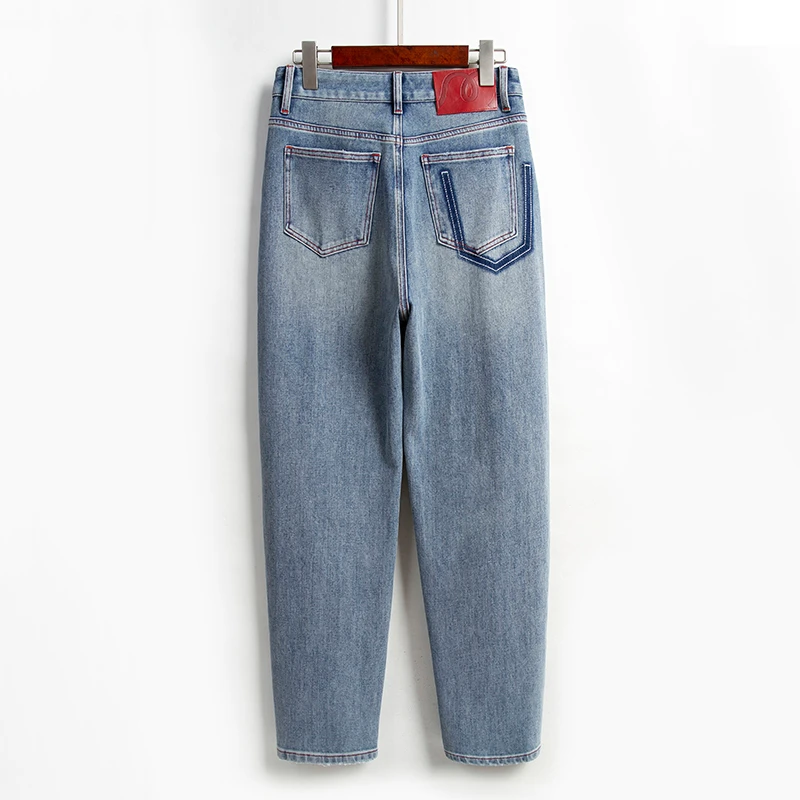 RAIN.CUN海阔天空·春夏季高腰老爹裤时尚哈伦牛仔裤女水洗#11090