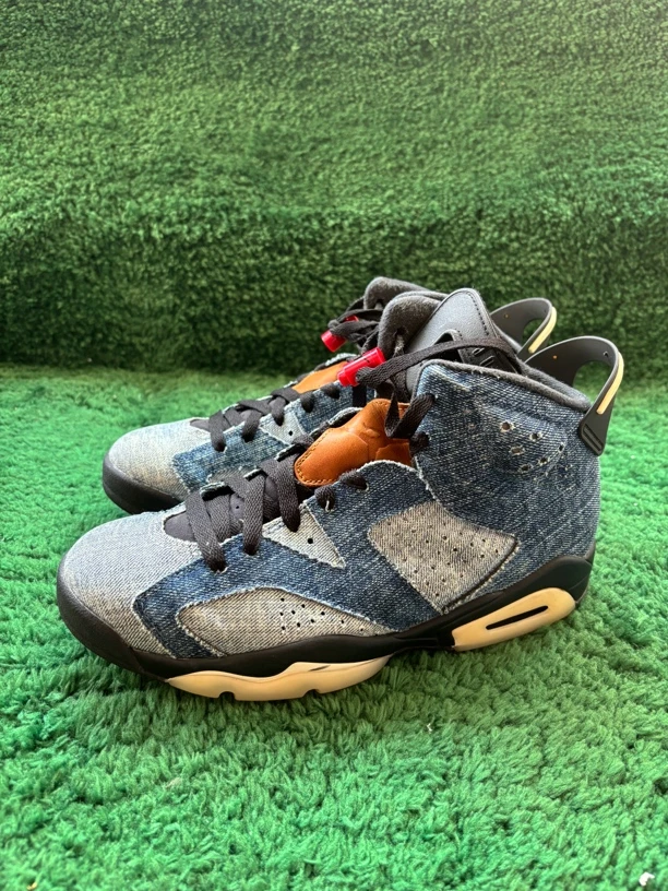 41码 Jordan aj6 高帮 水洗单宁 牛仔配色 复古篮球鞋 无盒 中古