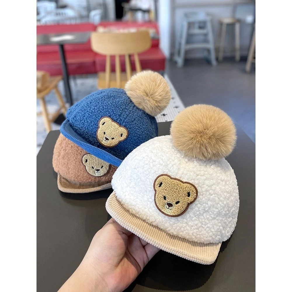 宝宝帽子秋冬韩版男女童软檐鸭舌帽羊羔绒保暖婴幼儿可爱棒球冬季