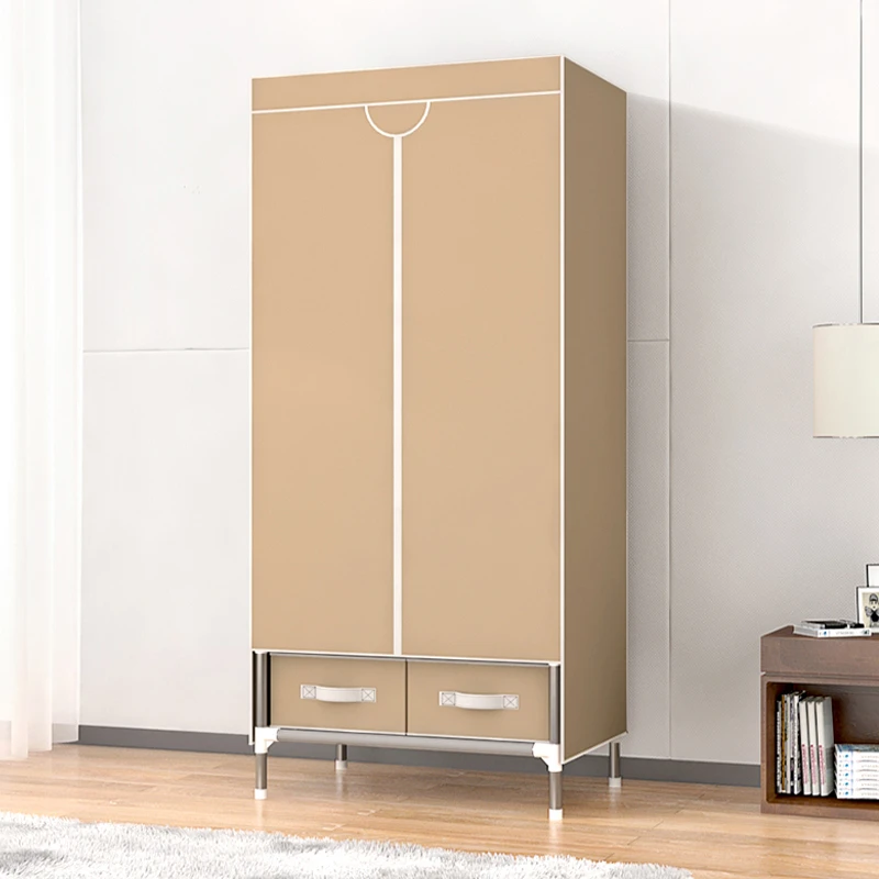 衣柜家用卧室简易布衣柜现代简约出租房用钢管加粗加固组装收纳柜